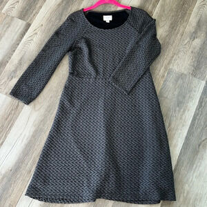 eci New York Charcoal Gray stretch mesh dress Knee Length Long Sleeve sz 10